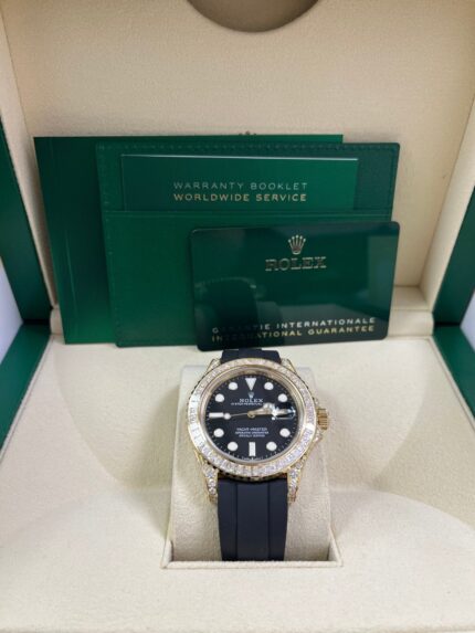 Rolex Yacht-Master 42 Yellow Gold Baguette Bezel Diamond Set Case/Buckle 226668TBR