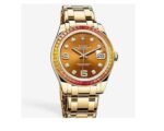 Rolex Yellow Gold Orange Diamond Dial and Diamond Bezel Pearlmaster Datejust (Reference # 86348SAJOR) - Image 2