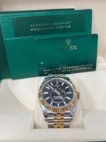 Rolex Yellow Rolesor Sky-Dweller Watch - Black Index Dial - Jubilee Bracelet (Ref # 336933) - Image 2